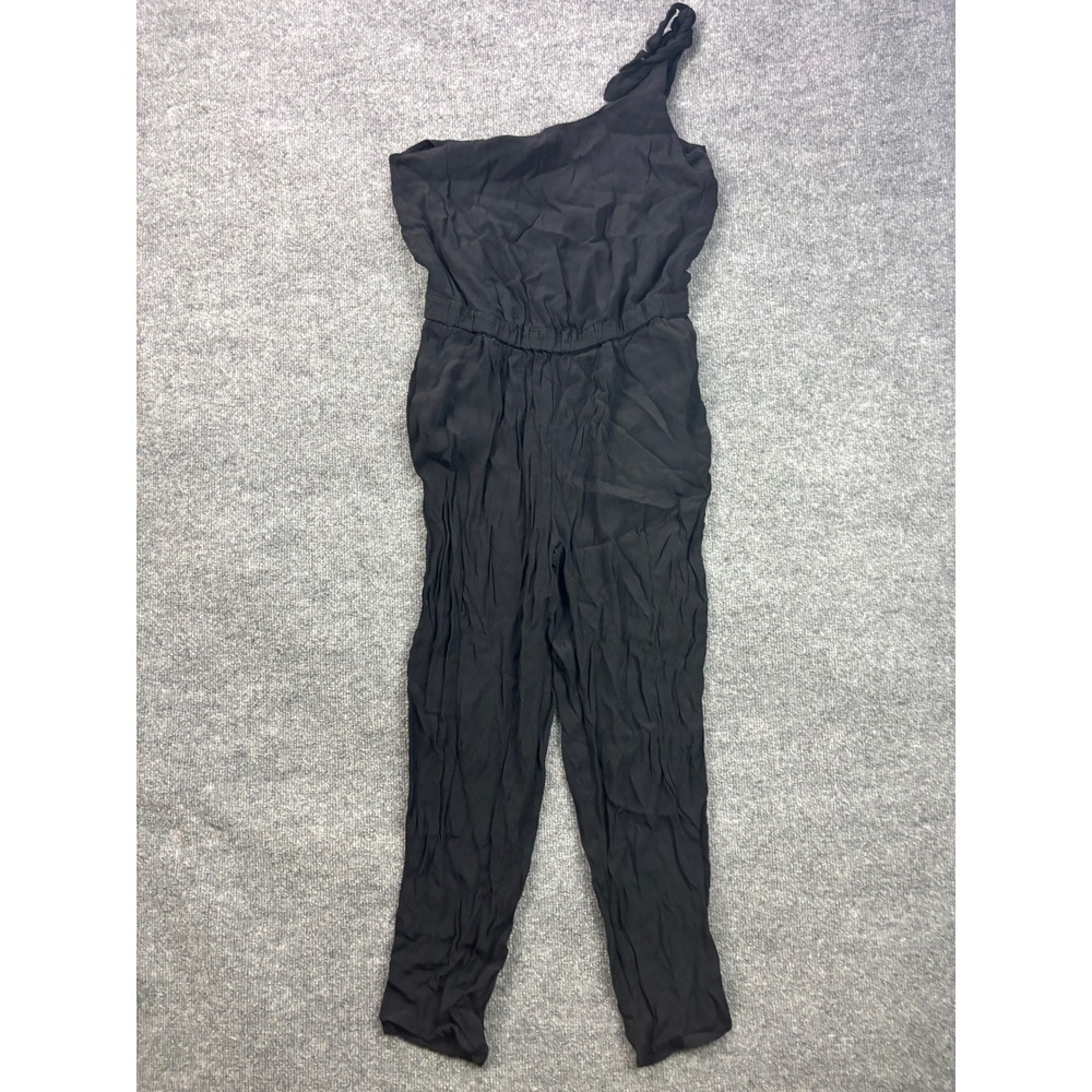 Madewell Jumpsuit Womens Medium Black One Shoulder Viscose Crepe C5739